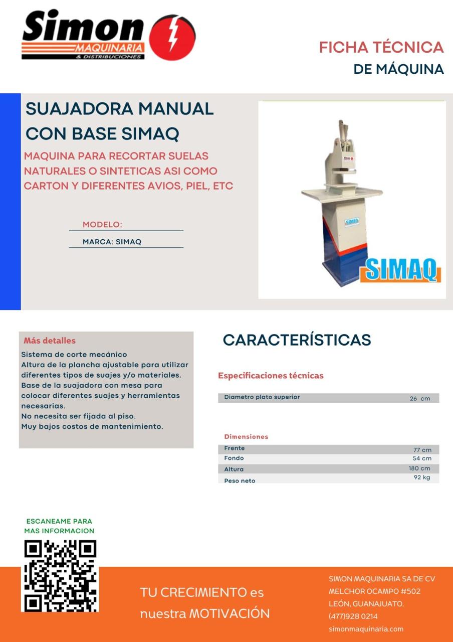 SM-200 SUAJADORA MANUAL DE PALANCA CON BASE - Imagen 2